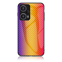 Silikon Schutzhülle Rahmen Tasche Hülle Spiegel Farbverlauf Regenbogen LS2 für Xiaomi Poco F5 5G Orange