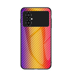 Silikon Schutzhülle Rahmen Tasche Hülle Spiegel Farbverlauf Regenbogen LS2 für Xiaomi Poco M4 5G Orange