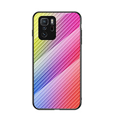 Silikon Schutzhülle Rahmen Tasche Hülle Spiegel Farbverlauf Regenbogen LS2 für Xiaomi Poco X3 GT 5G Orange