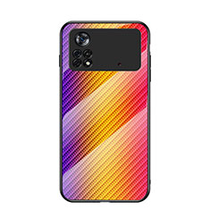Silikon Schutzhülle Rahmen Tasche Hülle Spiegel Farbverlauf Regenbogen LS2 für Xiaomi Poco X4 Pro 5G Orange