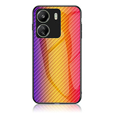Silikon Schutzhülle Rahmen Tasche Hülle Spiegel Farbverlauf Regenbogen LS2 für Xiaomi Redmi 13C Orange