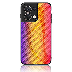 Silikon Schutzhülle Rahmen Tasche Hülle Spiegel Farbverlauf Regenbogen LS2 für Xiaomi Redmi Note 13 5G Orange