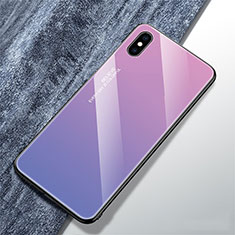 Silikon Schutzhülle Rahmen Tasche Hülle Spiegel Farbverlauf Regenbogen M01 für Apple iPhone X Violett
