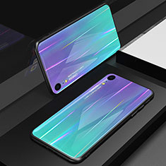 Silikon Schutzhülle Rahmen Tasche Hülle Spiegel Farbverlauf Regenbogen M01 für Apple iPhone XR Violett