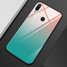 Silikon Schutzhülle Rahmen Tasche Hülle Spiegel Farbverlauf Regenbogen M01 für Huawei Enjoy 9 Plus Hellblau