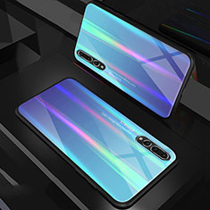Silikon Schutzhülle Rahmen Tasche Hülle Spiegel Farbverlauf Regenbogen M01 für Huawei P20 Pro Blau