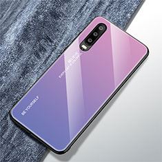 Silikon Schutzhülle Rahmen Tasche Hülle Spiegel Farbverlauf Regenbogen M01 für Huawei P30 Violett