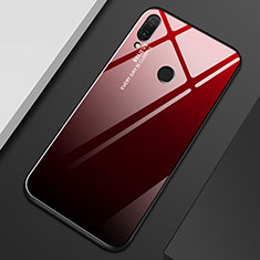 Silikon Schutzhülle Rahmen Tasche Hülle Spiegel Farbverlauf Regenbogen M01 für Huawei Y9 (2019) Rot und Schwarz