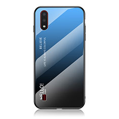 Silikon Schutzhülle Rahmen Tasche Hülle Spiegel Farbverlauf Regenbogen M01 für Samsung Galaxy A01 SM-A015 Blau