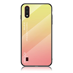 Silikon Schutzhülle Rahmen Tasche Hülle Spiegel Farbverlauf Regenbogen M01 für Samsung Galaxy A01 SM-A015 Gelb