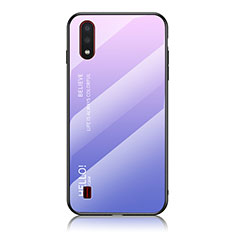 Silikon Schutzhülle Rahmen Tasche Hülle Spiegel Farbverlauf Regenbogen M01 für Samsung Galaxy A01 SM-A015 Helles Lila