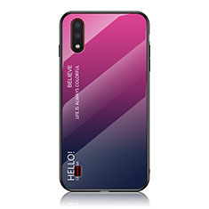 Silikon Schutzhülle Rahmen Tasche Hülle Spiegel Farbverlauf Regenbogen M01 für Samsung Galaxy A01 SM-A015 Pink