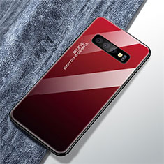 Silikon Schutzhülle Rahmen Tasche Hülle Spiegel Farbverlauf Regenbogen M01 für Samsung Galaxy S10 Rot