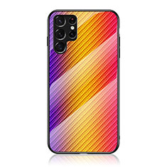 Silikon Schutzhülle Rahmen Tasche Hülle Spiegel Farbverlauf Regenbogen M01 für Samsung Galaxy S21 Ultra 5G Gelb