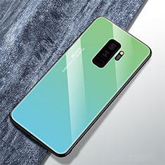 Silikon Schutzhülle Rahmen Tasche Hülle Spiegel Farbverlauf Regenbogen M01 für Samsung Galaxy S9 Plus Grün