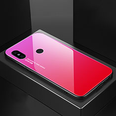 Silikon Schutzhülle Rahmen Tasche Hülle Spiegel Farbverlauf Regenbogen M01 für Xiaomi Mi A2 Pink