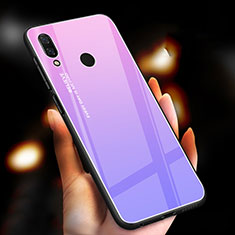 Silikon Schutzhülle Rahmen Tasche Hülle Spiegel Farbverlauf Regenbogen M01 für Xiaomi Redmi Note 7 Pro Violett