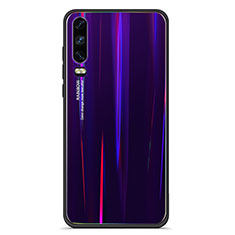 Silikon Schutzhülle Rahmen Tasche Hülle Spiegel Farbverlauf Regenbogen M02 für Huawei P30 Violett
