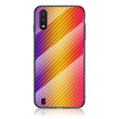Silikon Schutzhülle Rahmen Tasche Hülle Spiegel Farbverlauf Regenbogen M02 für Samsung Galaxy A01 SM-A015 Orange