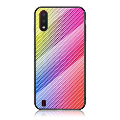 Silikon Schutzhülle Rahmen Tasche Hülle Spiegel Farbverlauf Regenbogen M02 für Samsung Galaxy A01 SM-A015 Rosa