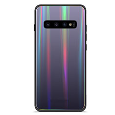 Silikon Schutzhülle Rahmen Tasche Hülle Spiegel Farbverlauf Regenbogen M02 für Samsung Galaxy S10 5G Schwarz
