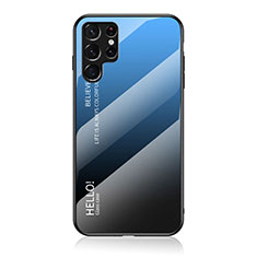 Silikon Schutzhülle Rahmen Tasche Hülle Spiegel Farbverlauf Regenbogen M02 für Samsung Galaxy S21 Ultra 5G Blau