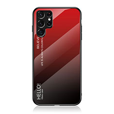 Silikon Schutzhülle Rahmen Tasche Hülle Spiegel Farbverlauf Regenbogen M02 für Samsung Galaxy S21 Ultra 5G Rot