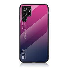 Silikon Schutzhülle Rahmen Tasche Hülle Spiegel Farbverlauf Regenbogen M02 für Samsung Galaxy S22 Ultra 5G Pink