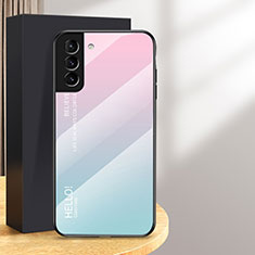 Silikon Schutzhülle Rahmen Tasche Hülle Spiegel Farbverlauf Regenbogen M02 für Samsung Galaxy S24 Plus 5G Cyan