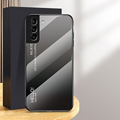 Silikon Schutzhülle Rahmen Tasche Hülle Spiegel Farbverlauf Regenbogen M02 für Samsung Galaxy S24 Plus 5G Grau