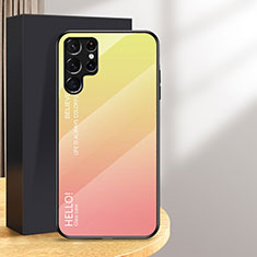 Silikon Schutzhülle Rahmen Tasche Hülle Spiegel Farbverlauf Regenbogen M02 für Samsung Galaxy S24 Ultra 5G Orange