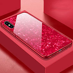 Silikon Schutzhülle Rahmen Tasche Hülle Spiegel für Apple iPhone X Rot