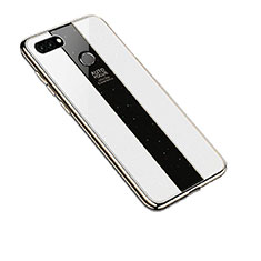 Silikon Schutzhülle Rahmen Tasche Hülle Spiegel für Huawei Enjoy 8 Plus Weiß