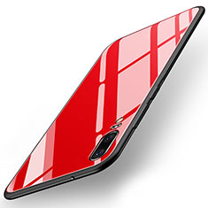 Silikon Schutzhülle Rahmen Tasche Hülle Spiegel für Huawei P20 Rot