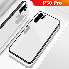 Silikon Schutzhülle Rahmen Tasche Hülle Spiegel für Huawei P30 Pro Weiß