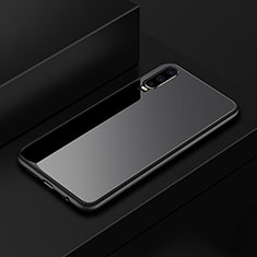 Silikon Schutzhülle Rahmen Tasche Hülle Spiegel für Huawei P30 Schwarz