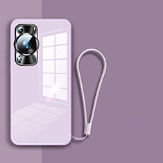 Silikon Schutzhülle Rahmen Tasche Hülle Spiegel für Huawei P60 Pro Helles Lila