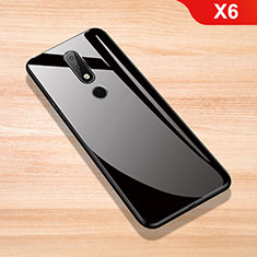 Silikon Schutzhülle Rahmen Tasche Hülle Spiegel für Nokia X6 Schwarz