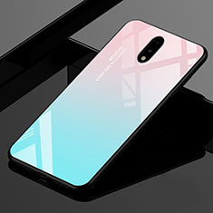 Silikon Schutzhülle Rahmen Tasche Hülle Spiegel für OnePlus 7 Hellblau