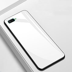 Silikon Schutzhülle Rahmen Tasche Hülle Spiegel für Oppo A7 Weiß