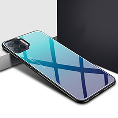 Silikon Schutzhülle Rahmen Tasche Hülle Spiegel für Oppo A93 Hellblau