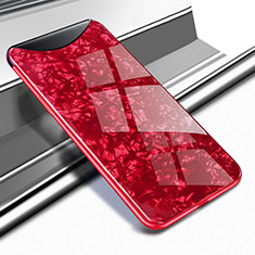 Silikon Schutzhülle Rahmen Tasche Hülle Spiegel für Oppo Find X Rot