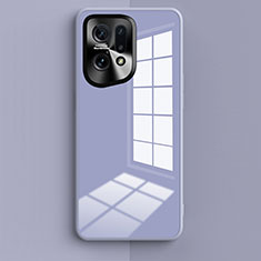 Silikon Schutzhülle Rahmen Tasche Hülle Spiegel für Oppo Find X5 Pro 5G Lavendel Grau