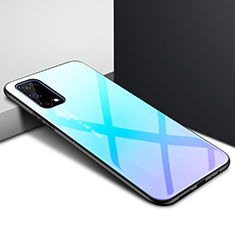 Silikon Schutzhülle Rahmen Tasche Hülle Spiegel für Oppo K7x 5G Hellblau
