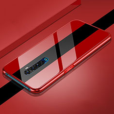 Silikon Schutzhülle Rahmen Tasche Hülle Spiegel für Oppo Reno2 Rot