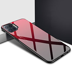 Silikon Schutzhülle Rahmen Tasche Hülle Spiegel für Oppo Reno4 F Rot