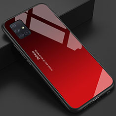Silikon Schutzhülle Rahmen Tasche Hülle Spiegel für Samsung Galaxy A51 4G Rot