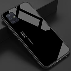 Silikon Schutzhülle Rahmen Tasche Hülle Spiegel für Samsung Galaxy A51 4G Schwarz