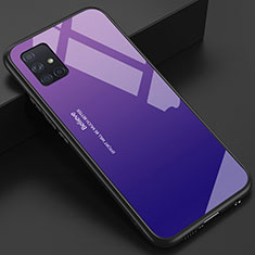 Silikon Schutzhülle Rahmen Tasche Hülle Spiegel für Samsung Galaxy A51 4G Violett