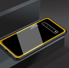 Silikon Schutzhülle Rahmen Tasche Hülle Spiegel für Samsung Galaxy S10 5G SM-G977B Gelb
